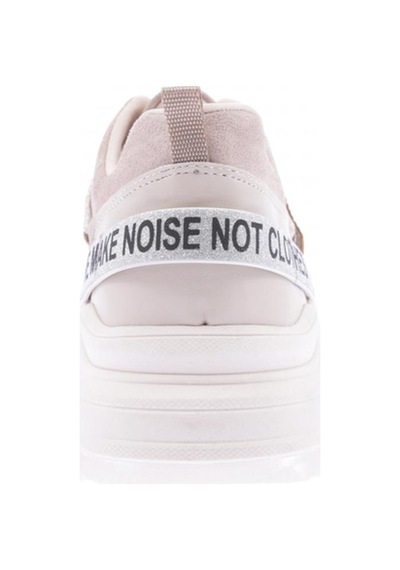 Dgn 65140-22y Kadın Mega Kalın Taban Simli Cırtlı Sneakers Ayakkabı 65140-2027-R2889 Bej