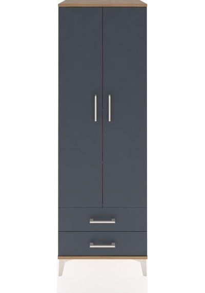 Hyperion Dolap 2 Raflı 2 Kapaklı Tek Askılı 60x44x182 Antrasit-antrasit Atlas Çam