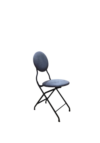 Katlanabilir Gri Kumaş Siyah Metal Sandalye