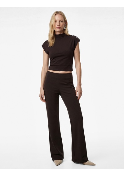 Koton Modal Karışımlı Slim Fit İspanyol Paça Tayt Kahverengi 6sak80098ek Kahve