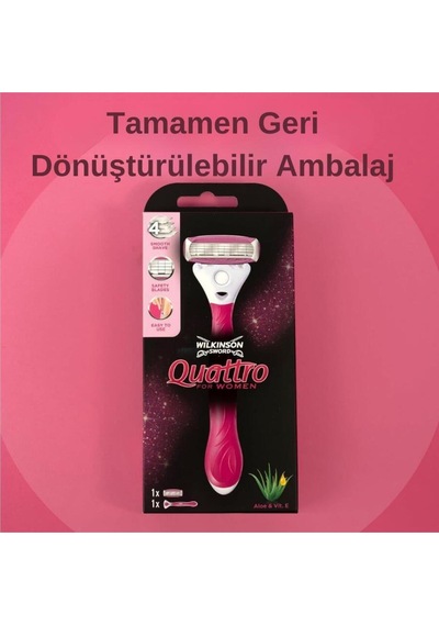 Wilkinson Sword Quattro Sistem Kadın Tıraş Bıçağı Vakumlu Tutma Aparatı Ile Birlikte 4 Bıçaklı 1 Adet