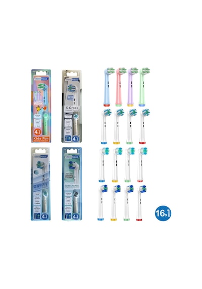 16 Adet Comfy + X Cross + 3d Maxcare + Kids Fun Oral-b Uyumlu Yedek Diş Fırçası Başlıkları