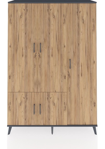 Hyperion Dolap 7 Raflı 5 Kapaklı Tek Askılı 132x44x195 Antras... Antrasit