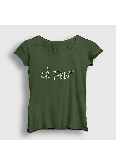 Presmono Kadın Logo Lil Peep T-shirt Haki