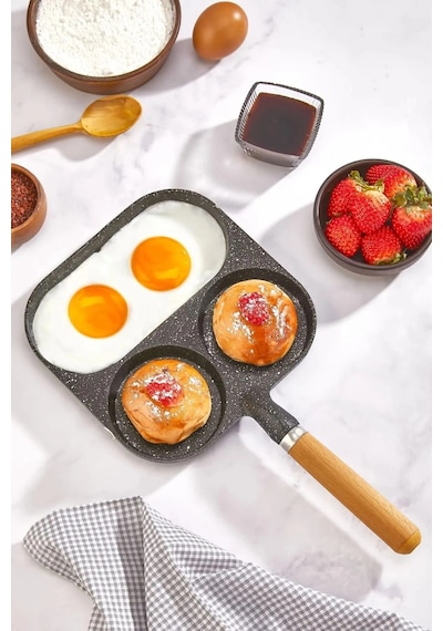 3 Gözlü 3 Bölmeli Çok Amaçlı Omlet Pankek Ergonomik Tava Diğer