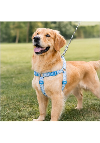 Swissplus Urban Paws Blue Batic Geri Dönüştürülmüş H-tipi Köpek Göğüs Tasması Pembe - Pudra