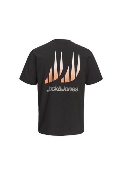 Jack & Jones Büyük Beden Sirt Baskili Regular Fit Tisört - Echo - 12308024 Siyah
