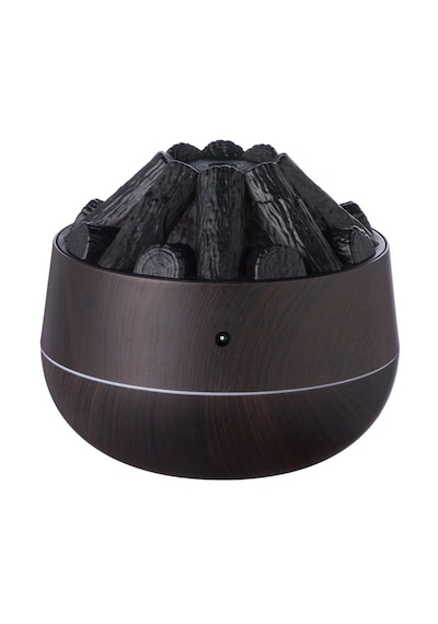Şömine Tasarımlı Usb Lı Led Aydınlatmalı Hava Nemlendirici,aromaterapik Hava Difüzörü,buhurdanlık,,sis Spreyli Gece Lambası, 300 Ml 10x10x10,3cm Koyu Kahverengi