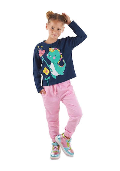 Denokids Tatlı Dino Kız Çocuk T-shirt Pantolon Takım Çok Renkli Denokids Tatlı Dino Kız Çocuk T-shirt Pantolon Takım Çok Renkli