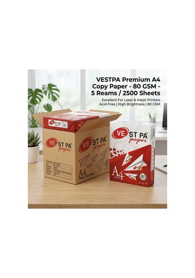 Vestpa Paper A4 Fotokopi Kağıdı 80 G/m² 1 Kutu / 5 Top - 2.500 Sayfa