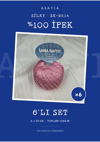 Lana Gatto Silky Örgü İpi 6'lı Set 6 X 50 Gr %100 İpek Sk-9514