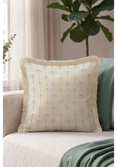 Art Deco Palmiye Tasarımlı Saçaklı Yastık Kılıfı-geometrik Modern Ekru Vizon Püsküllü Kırlent Kılıfı Kadim Düş Ritüel Art Deco Palmiye Tasarımlı Saçaklı Yastık Kılıfı-geometrik Modern Ekru Vizon Püsküllü Kırlent Kılıfı Kadim Düş Ritüel