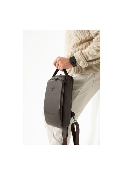 Westpolo Unisex Vegan Deri Çapraz Göğüs Ve Omuz Çantası Body Bag - Kahverengi