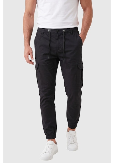Deepsea Erkek Slim Fit Likralı Siyah Kargo Cepli Jogger Pantolon İpli Bel Lastikli Paça 2600589 Deepsea Erkek Slim Fit Likralı Siyah Kargo Cepli Jogger Pantolon İpli Bel Lastikli Paça 2600589