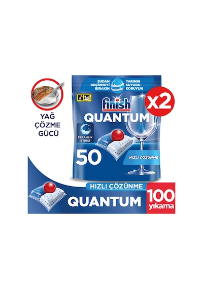 Finish Quantum 100 Tablet Bulaşık Makinesi Deterjanı (50 x 2)