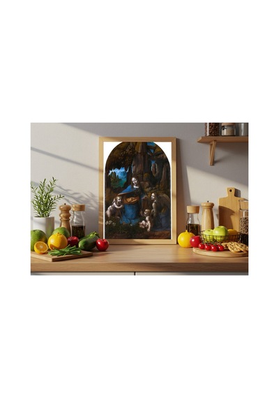 Rönesans Leonardo Kayalıklar Madonnası Çerçevesiz Poster 21x30 Cm A4 Tablo Rönesans Klasik Sanat