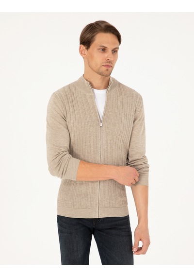 Pierre Cardin Erkek Kum Melanj Hırka Triko 50300508-vr123 Kum