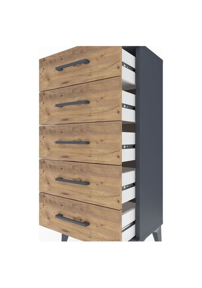 Arges Komodin 5 Çekmeceli 44x30x96 Antrasit-çam Antrasit