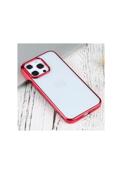 Hepsi iPhone Uyumlu 13 Pro Max 6.7inç Lazer Kaplama Renkli Kenar Şeffaf Kılıf- 5775 Najmaddin Rose Gold