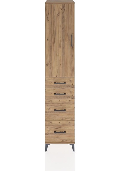 Hyperion Dolap 2 Raflı 4 Çekmeceli Tek Askılı 44x44x221 Çam-çam Çam
