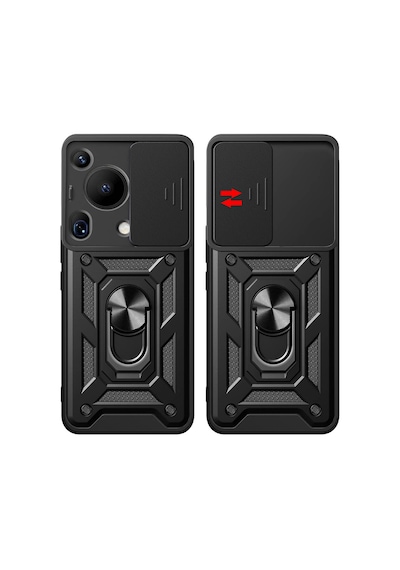 Zore Huawei Pura 70 Ultra Kılıf Magnetik Standlı Kamera Korumalı Ogaa Sürgülü Vega Kapak - Mavi