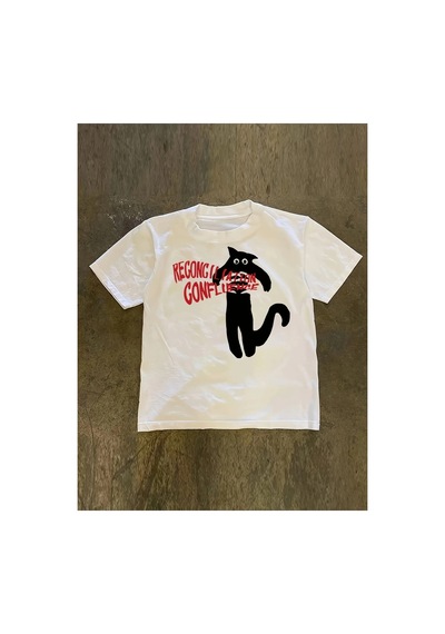 Tarzsokak Beyaz Amerikan Kedi Karikatür Baskı Ol Yaz Sokak Trendi