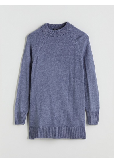Lcw Modest Mavi Dik Yaka Oversize Kadın Triko Tunik Xl-2xl