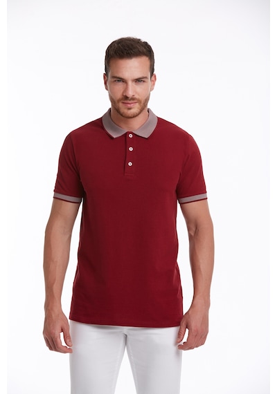 Hatemoğlu Regular Fit Pamuk Polo Yaka Erkek Tişört Bordo