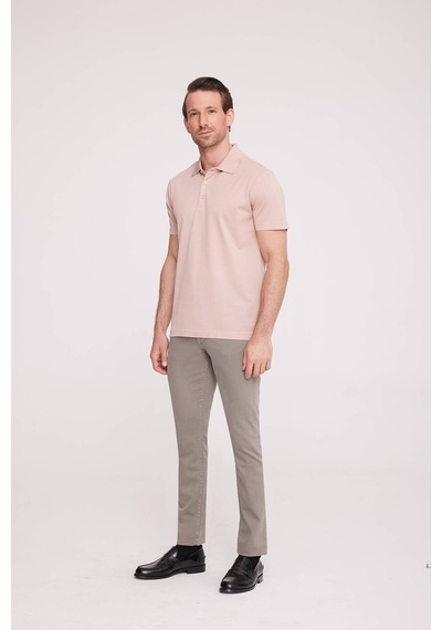 Erkek Somon Polo Yaka Desenli T-shirt
