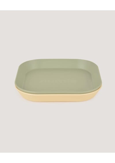 Kare Bebek Mama Tabağı 2'li Sage Green - Vanillia