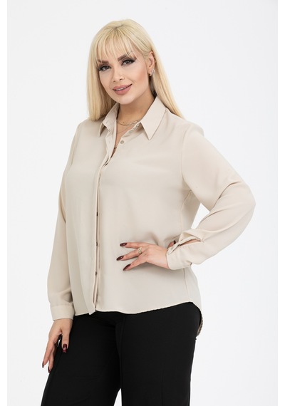 Pera Moda Jessica Büyük Beden Gömlek Taş
