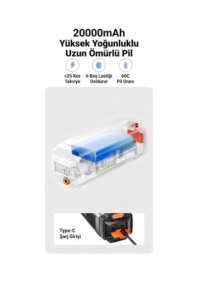 Tr 12v 2000a 20000mah Akıllı Akü Takviye Cihazı İle Hava Kompresörü