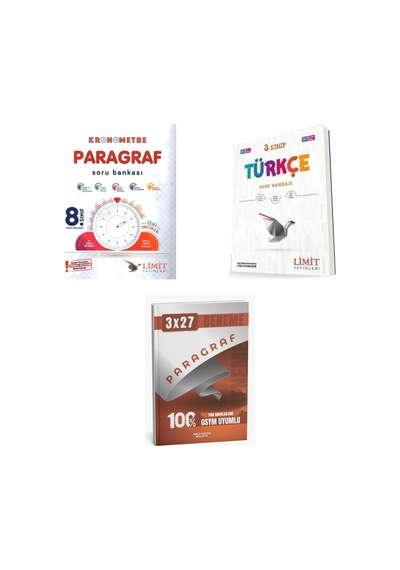 2027 Limit 8. Sınıf Paragraf Lgs Kronometre + Türkçe Soru + Anla Kazan Paragraf Deneme 3'lü Set