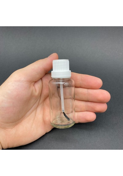 30 Cc Fırçalı Cam Şişe - Şeffaf - 30 Ml Boş Oje Şişesi X 3 Adet