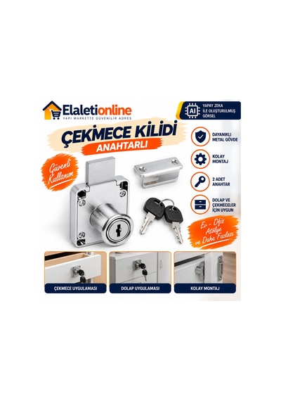 Çekmece Kilidi Kare Dolap Kilidi 1.kalite Gri - 925259634 Gri