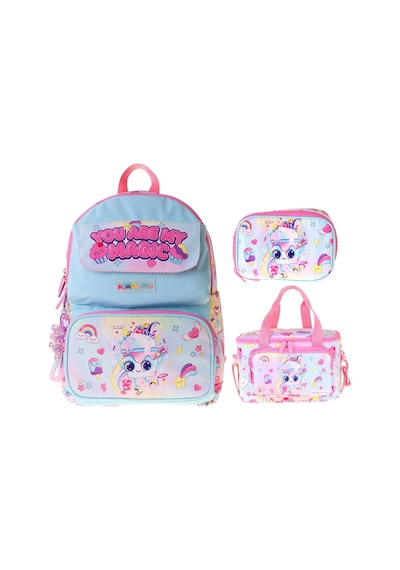 Kaukko Kids Magic Pembe Renk Kız Çocuk Üçlü İlkokul Okul Çantası Seti/takımı - Setkk-l5283d