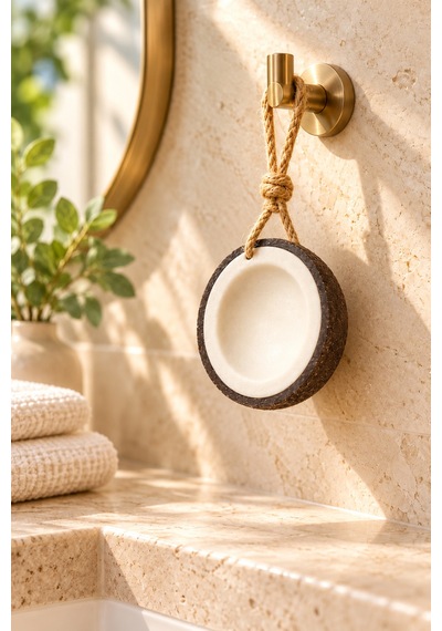 Dekoratif Kokulu Sabun & Peeling Etkili Asılabilir Dekoratif Banyo Sabunu & Hindistan Cevizi Şekilli Katı Sabun 9,5x8x5 Cm - 937736125 Diğer