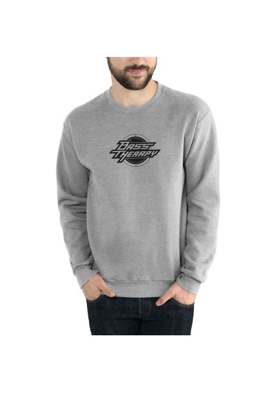Bass Therapy Logo Baskılı Gri Melanj Erkek Örme Sweatshirt