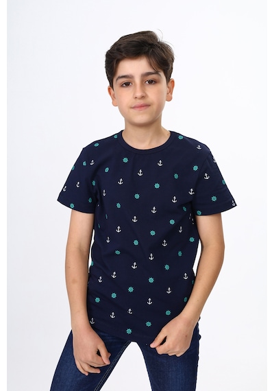 Toontoy Kids Toontoy Erkek Çocuk Dümen Ve Çapa Baskılı Tişört Lacivert