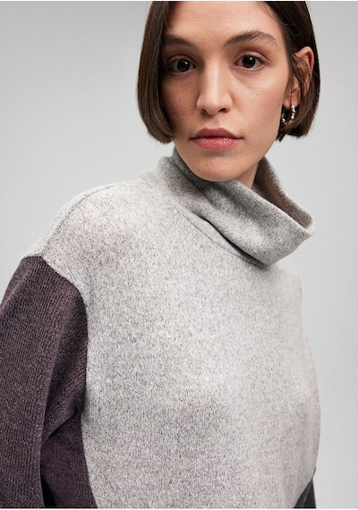 Mavi Dik Yaka Blok Renk Tişört Loose Fit / Bol Rahat Kesim 1612012-83096 Gri-83096