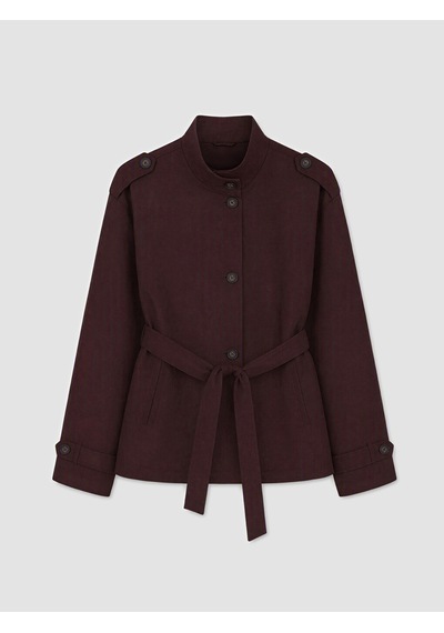 Lcw Modest Bordo Dik Yaka Kuşaklı Oversize Kadın Trençkot