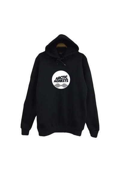Arctic Monkeys Baskılı Kapüşonlu Unisex %100 Pamuk Siyah Sweatshirt Siyah