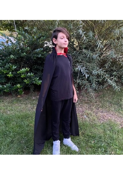 Butikhappykids Çocuk Siyah Pelerin Drakula Hallowen Cadilar Bayramı 3-16 Yaş Siyah - Kırmızı