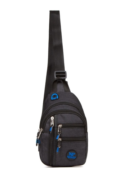 Newish Polo Keten Kumaş Usb Kulaklık Çıkışlı Fermuarlı Göğüs Ve Omuz Çantası 16x22cm New120 - Siyah - Mavi