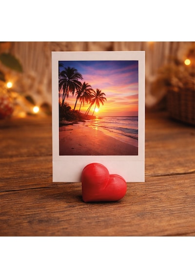 Instax Polaroid Fotoğraf Tutucu Kalp Figürlü Stand 5 Li Kırmızı