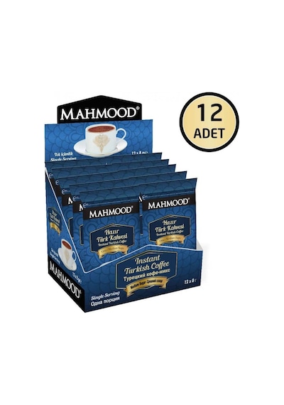 Mahmood Coffee Orta Şekerli Tek İçimlik Türk Kahvesi 12'li 8 Gr 1 Koli