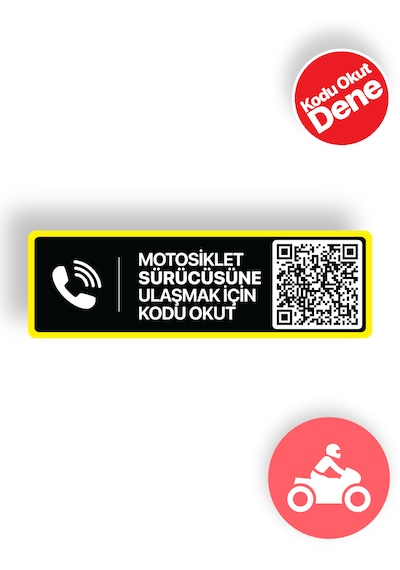 Meo Motosiklet Numaratörü - Dıştan Yapıştırma - Qr Kodlu Numaratör Yatay Etiket Sarı - Siyah