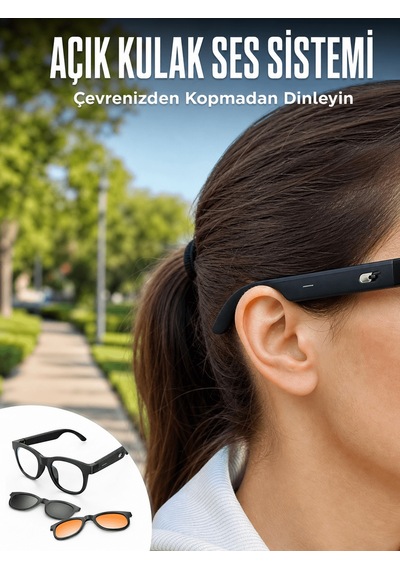 Yapay Zekâ Destekli Akıllı Bluetooth Gözlük Açık Kulak Ses Sistem