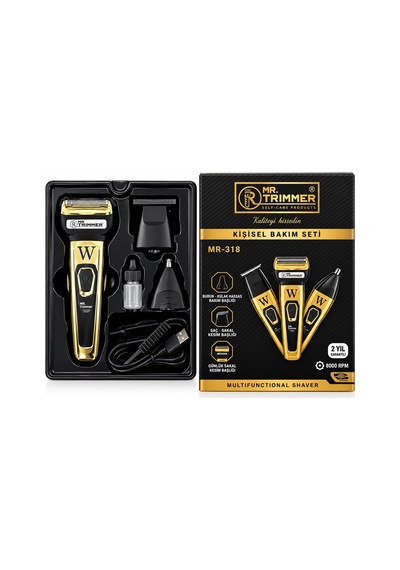 Mr.trimmer Mr-818 3'ü 1 Arada Tıraş Makinesi Seti Kulak Burun Başlıklı Usb Şarjlı