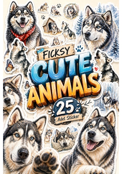 Sibirya Kurdu Köpek Sticker Seti - 25 Adet Etiket Çıkartma Diğer